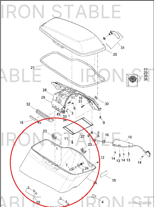 Harley-Davidson Bottom, Rh-Saddlebag, Solid