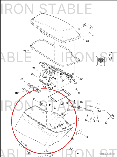 Harley-Davidson Bottom, Rh-Saddlebag, Solid
