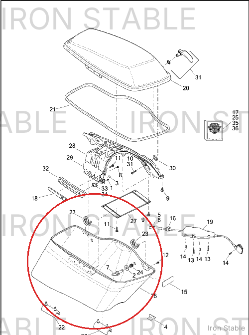 Harley-Davidson Bottom, Rh-Saddlebag, Solid