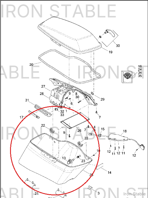 Harley-Davidson Bottom, Rh-Saddlebag, Solid