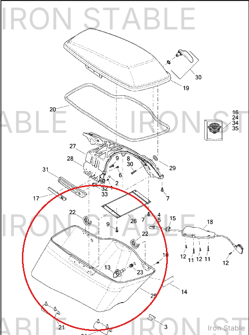 Harley-Davidson Bottom, Rh-Saddlebag, Solid