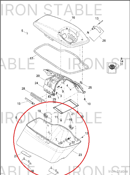 Harley-Davidson Bottom, Rh-Saddlebag, Solid