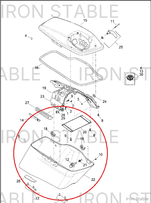 Harley-Davidson Bottom, Rh-Saddlebag, Solid
