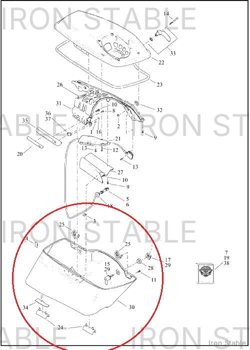 Harley-Davidson S-Bag, Sub-Assembly, Btm, Extd, Rh, Sol