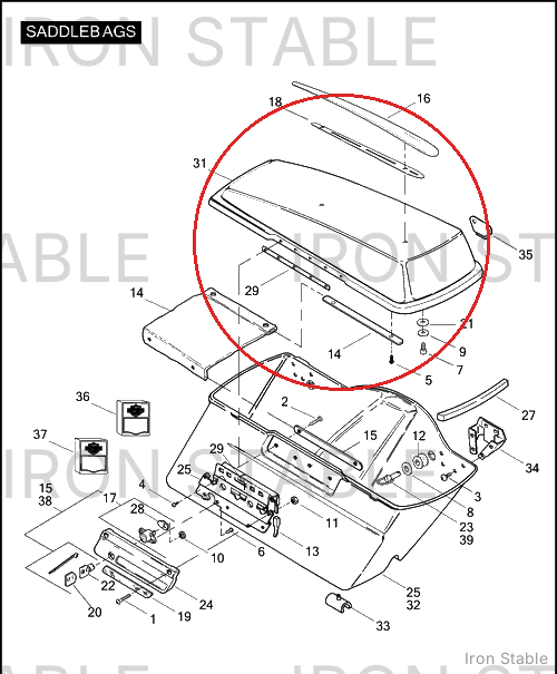 Harley-Davidson Bom Cover Assembly, Rh/Saddlebag