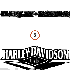 Harley-Davidson Medallion, Rh, F'tank, Blk/Brt Ch