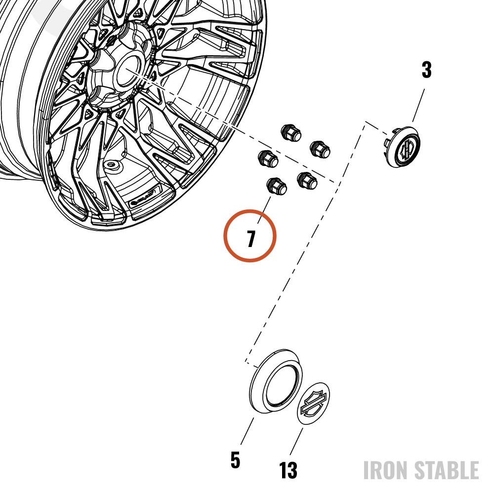 Harley-Davidson Nut, Lug, Rear Wheel, Metric