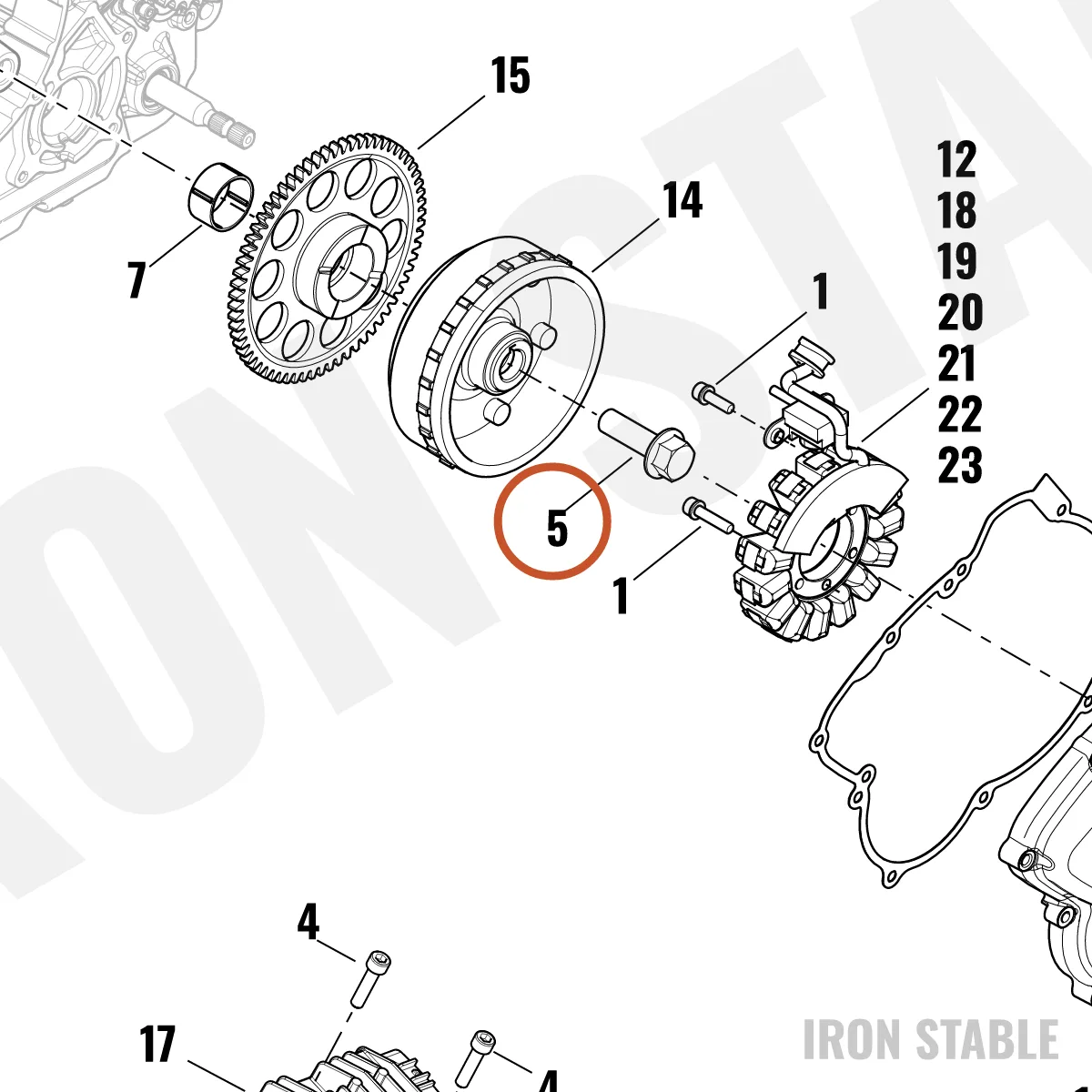 Harley-Davidson Bolt, Flange, M14 X 45, Phos&Oil