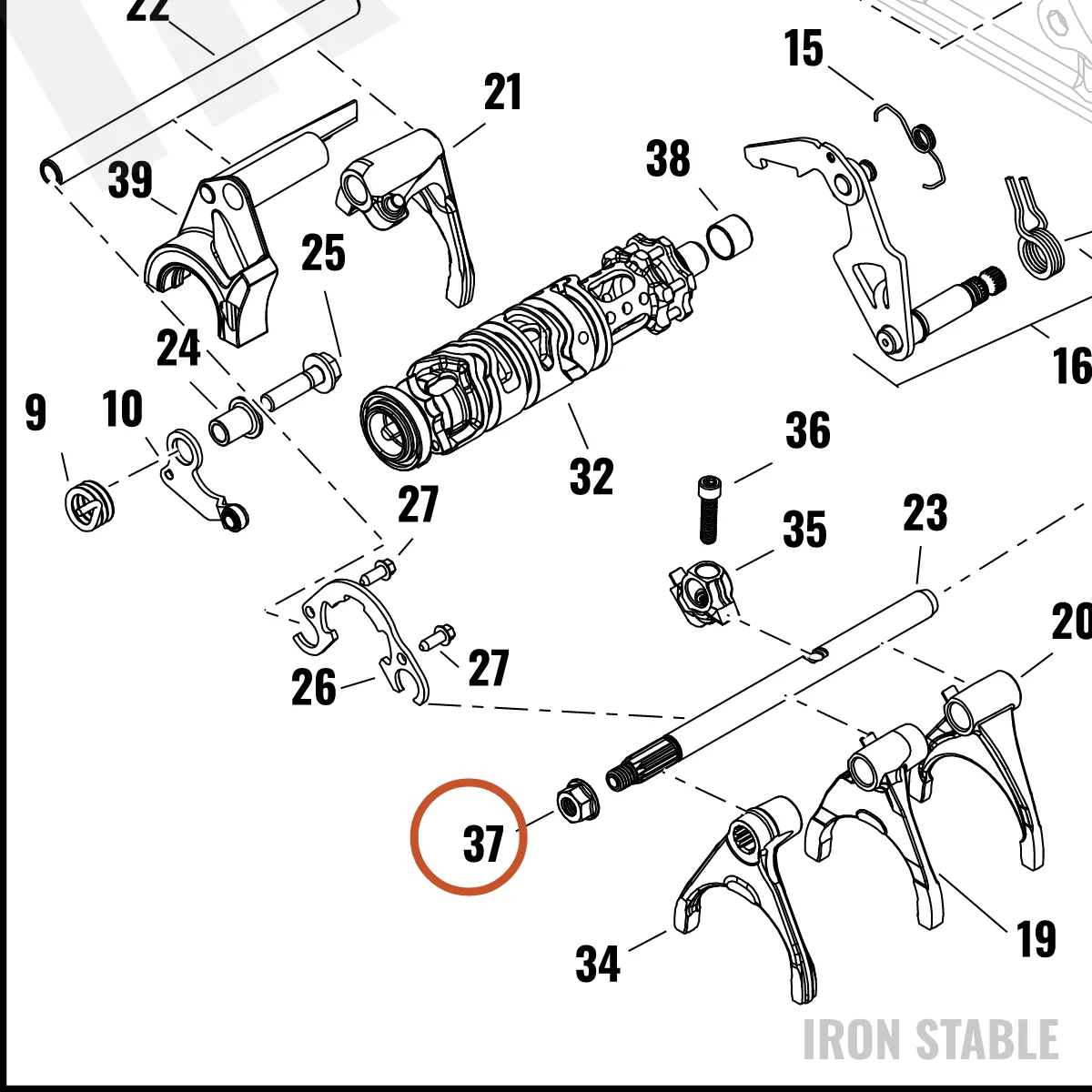 Harley-Davidson Nut, Cust, Fork, Reverse