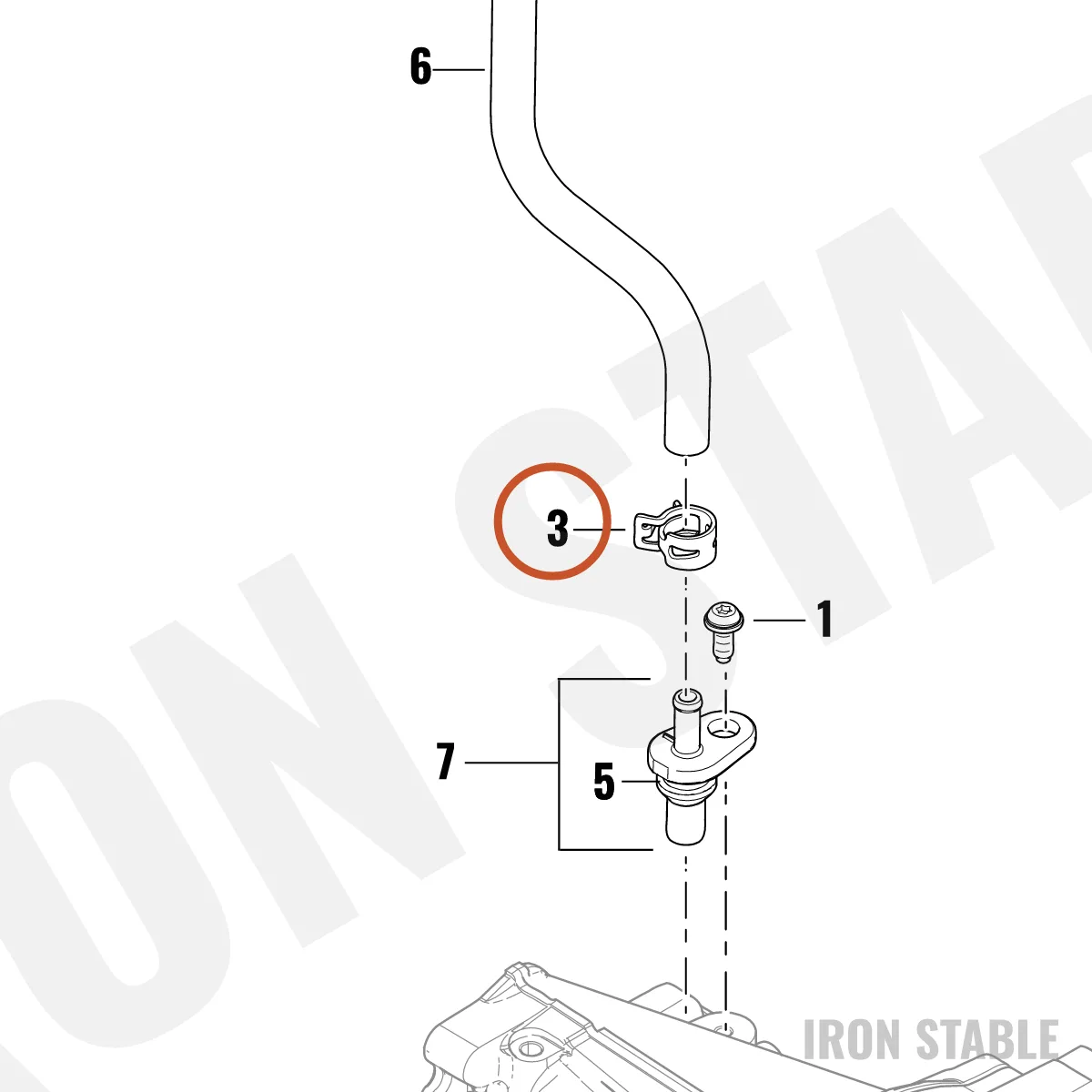 Harley-Davidson Clamp, Hose, Breather Hose, Lower