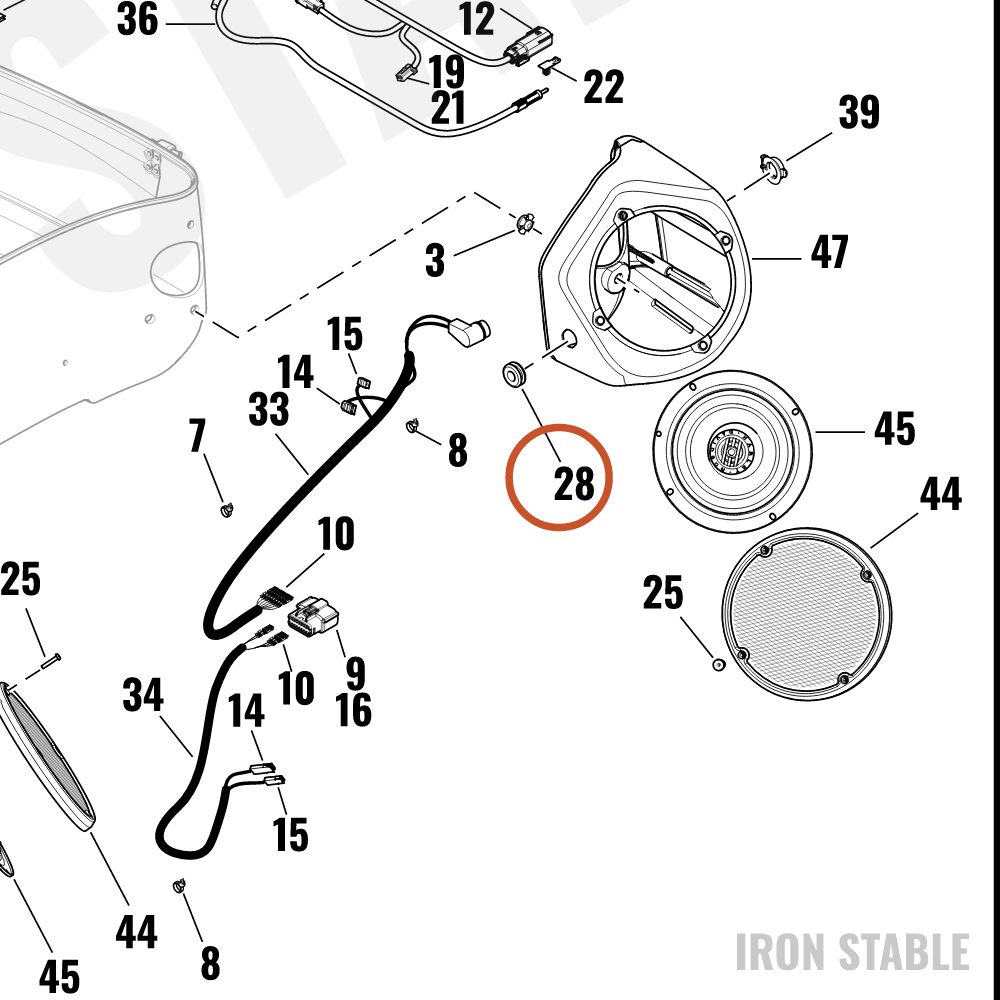 Harley-Davidson Grommet, Lh Speaker Pod