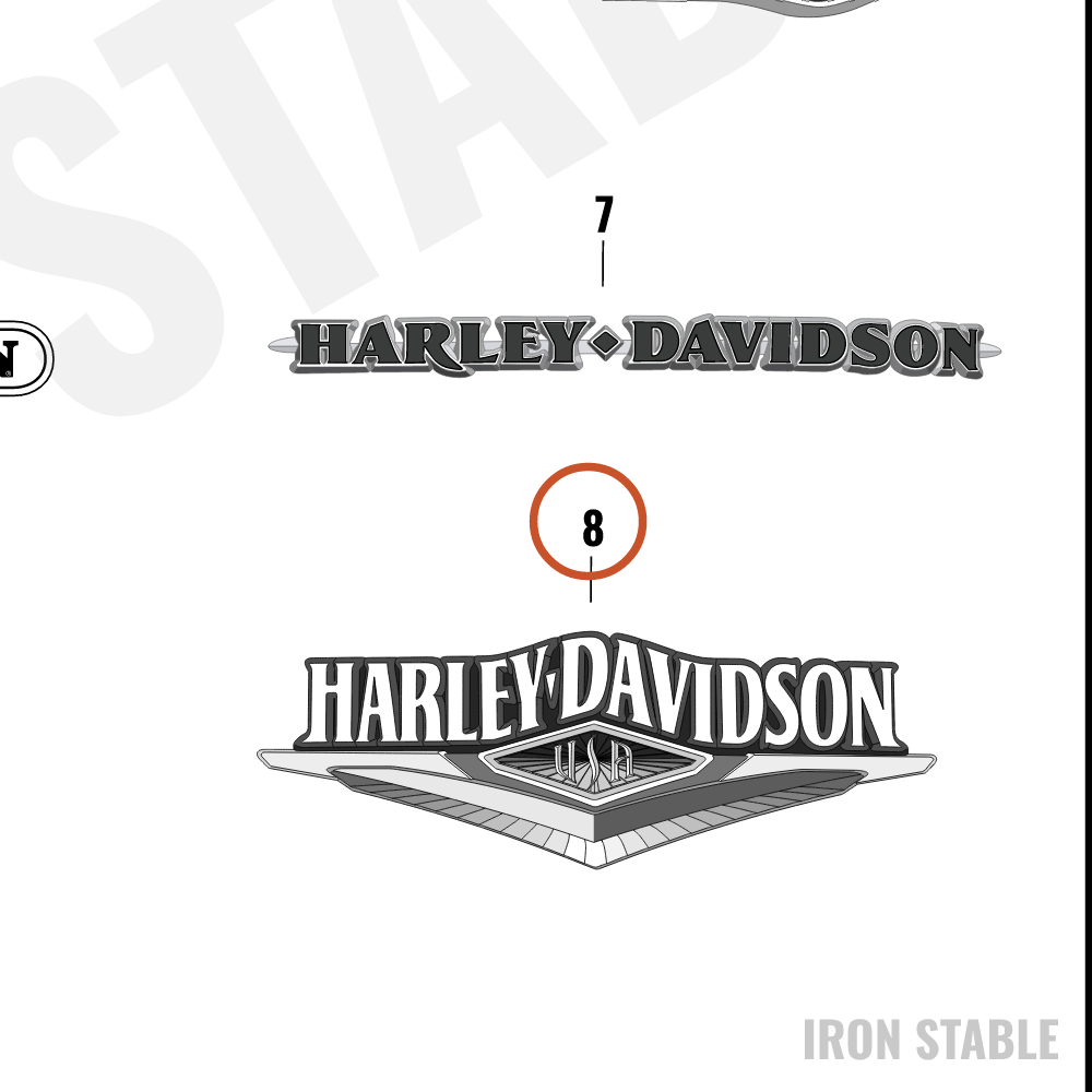 Harley-Davidson Medallion, Rh, F'tank, Blk/Brt Ch