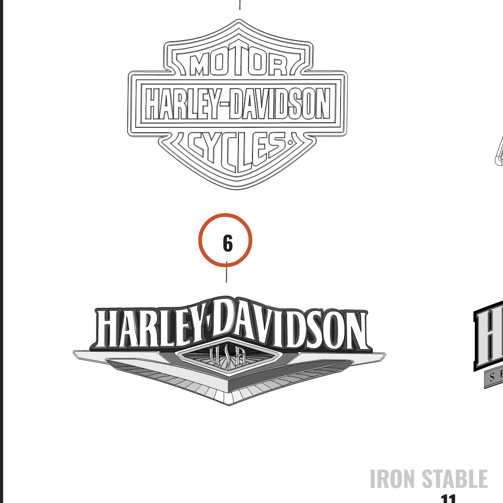Harley-Davidson Medallion, Lh, F'tank, Blk/Brt Ch