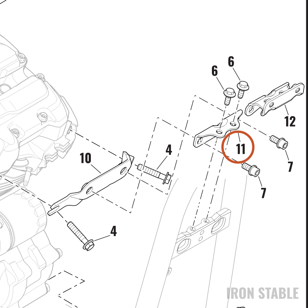 Harley-Davidson Bracket, Engn Mt, Front, Intermediat