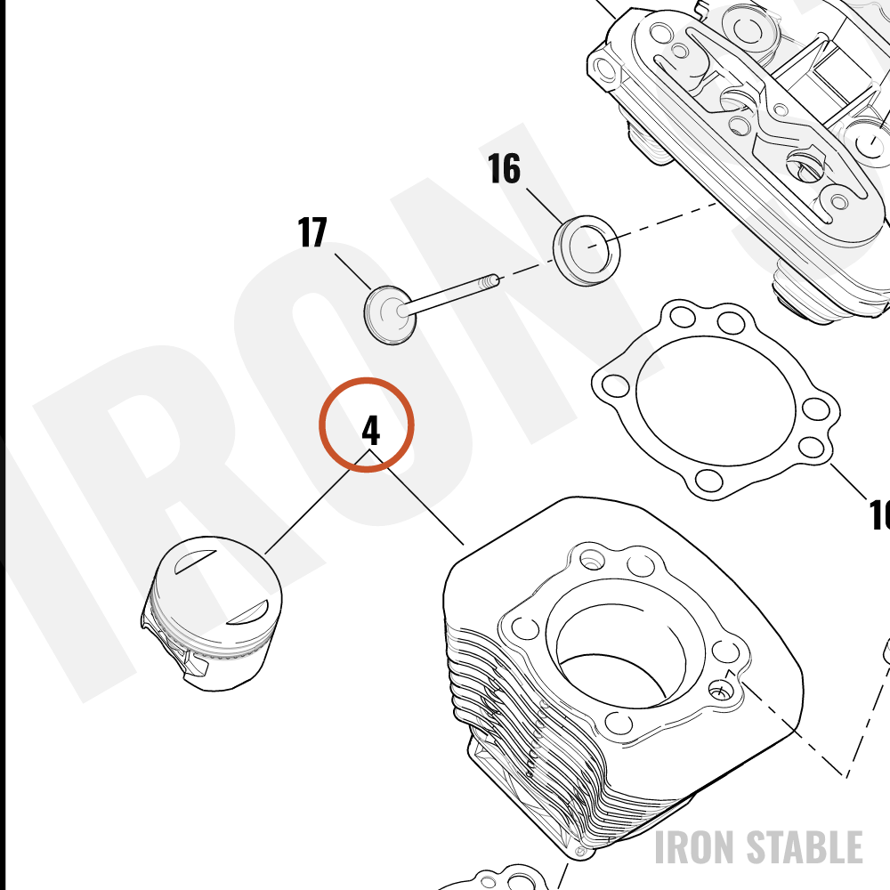 Harley-Davidson Cylinder, Piston, Rings/Std, Blk