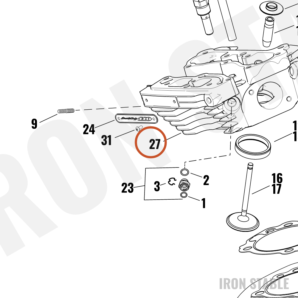 Harley-Davidson Cyl Hd Assembly, Pc, Rr/Granite Gray