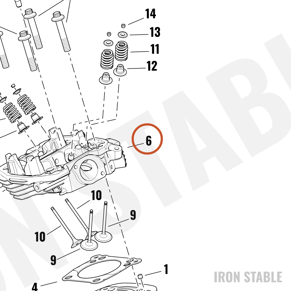 Harley-Davidson Cyl Head, Assembly, Fr, Oil, Blk