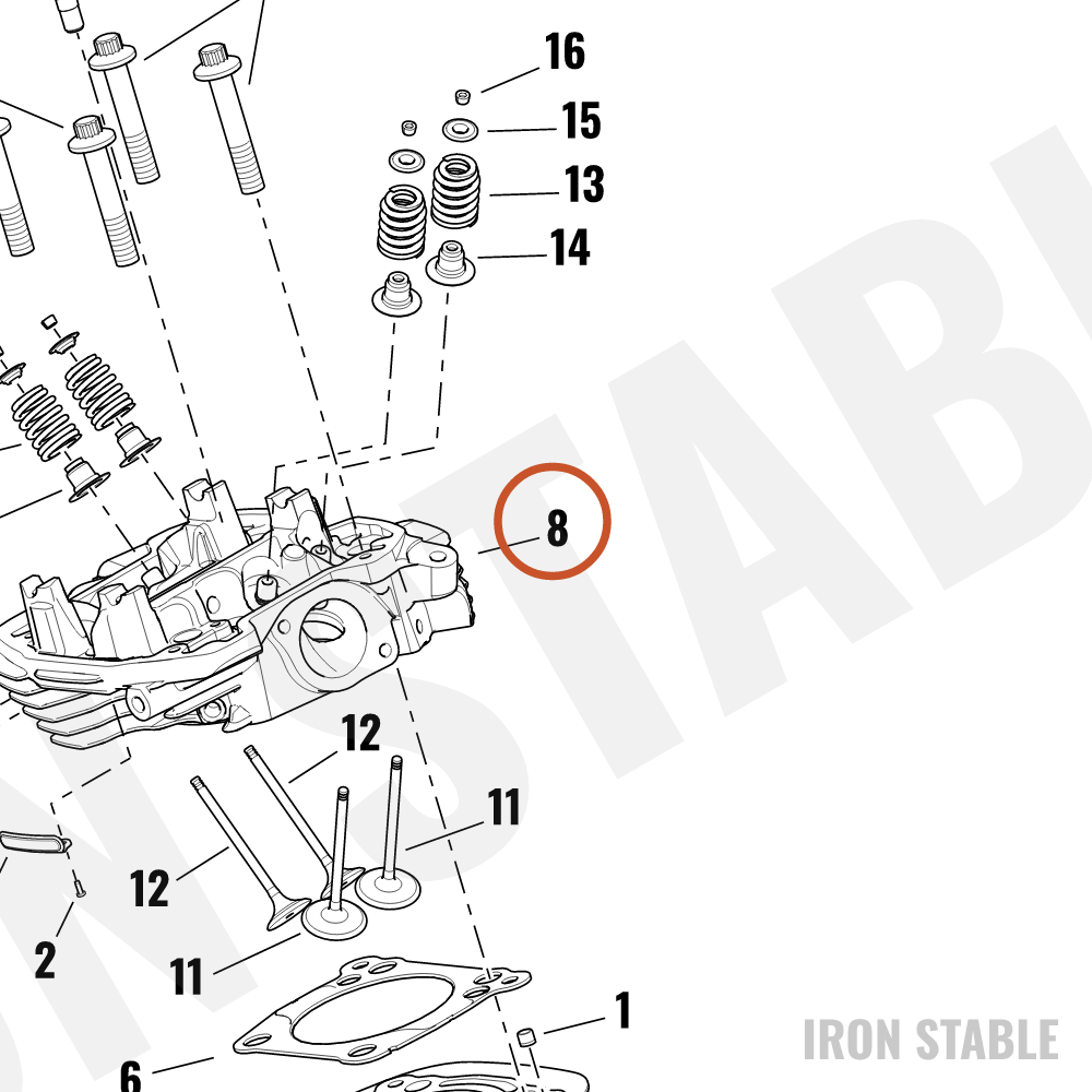 Harley-Davidson Cyl Head, Assembly, Rr, Water, Blk Gra