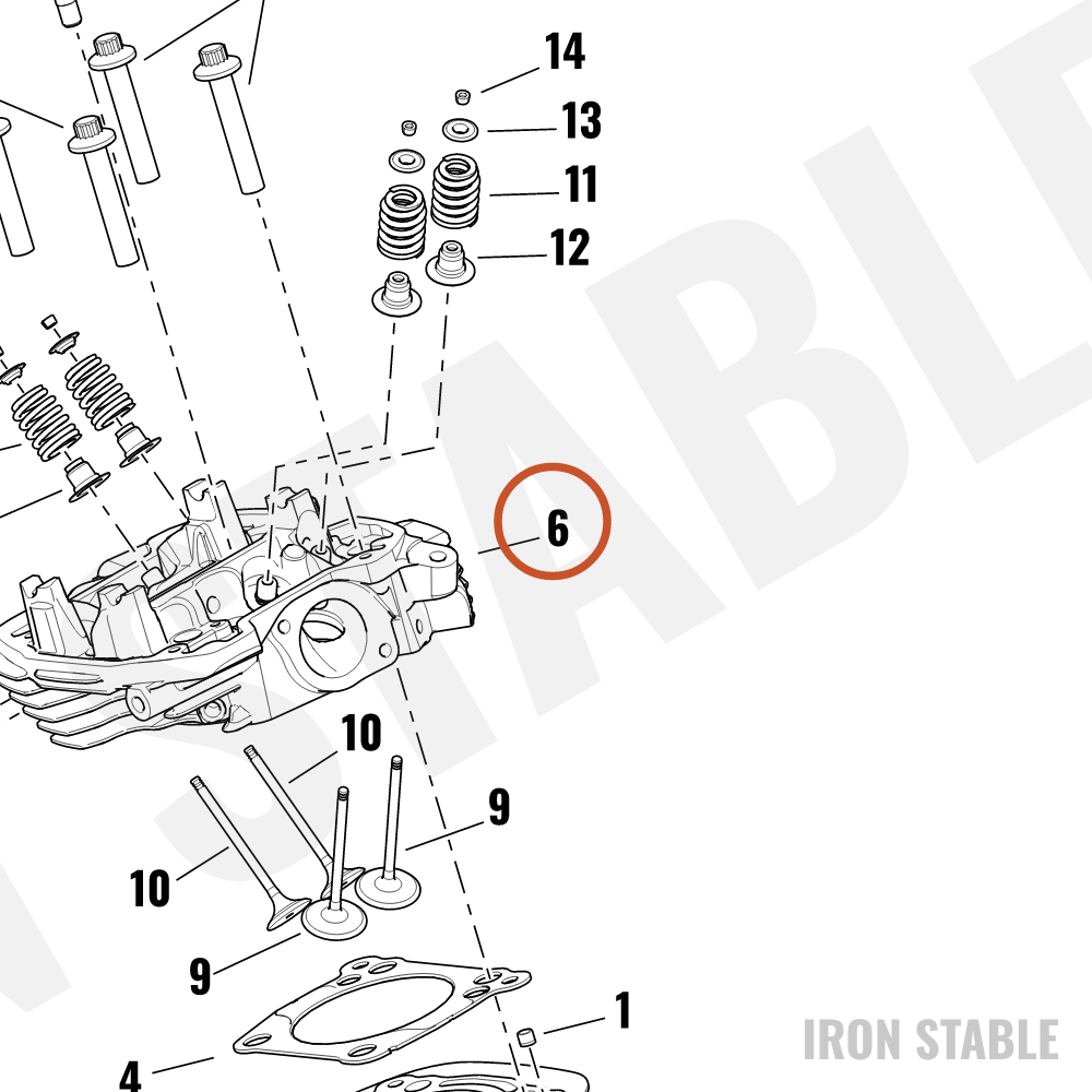 Harley-Davidson Cyl Head, Assembly, Fr, Water, Blk