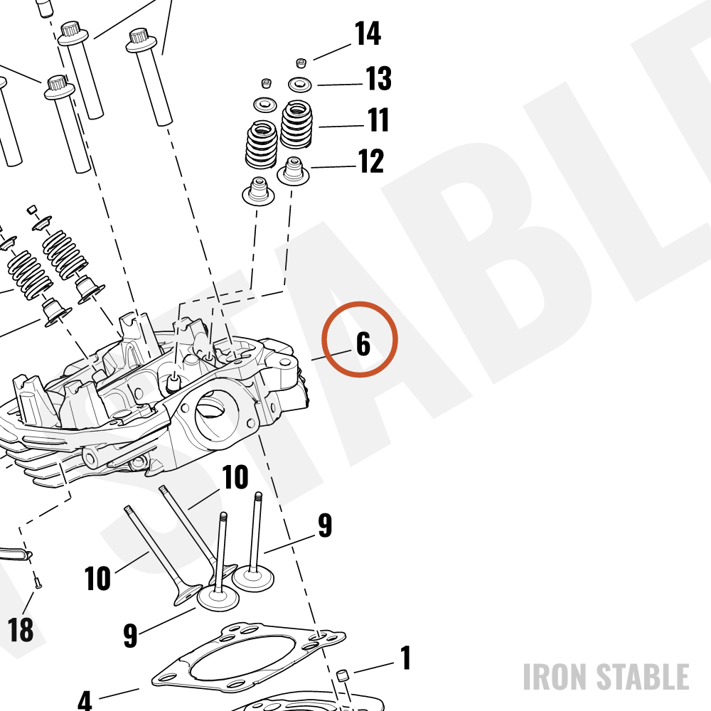 Harley-Davidson Cyl Head, Assembly, Fr, Water, Blk Gra