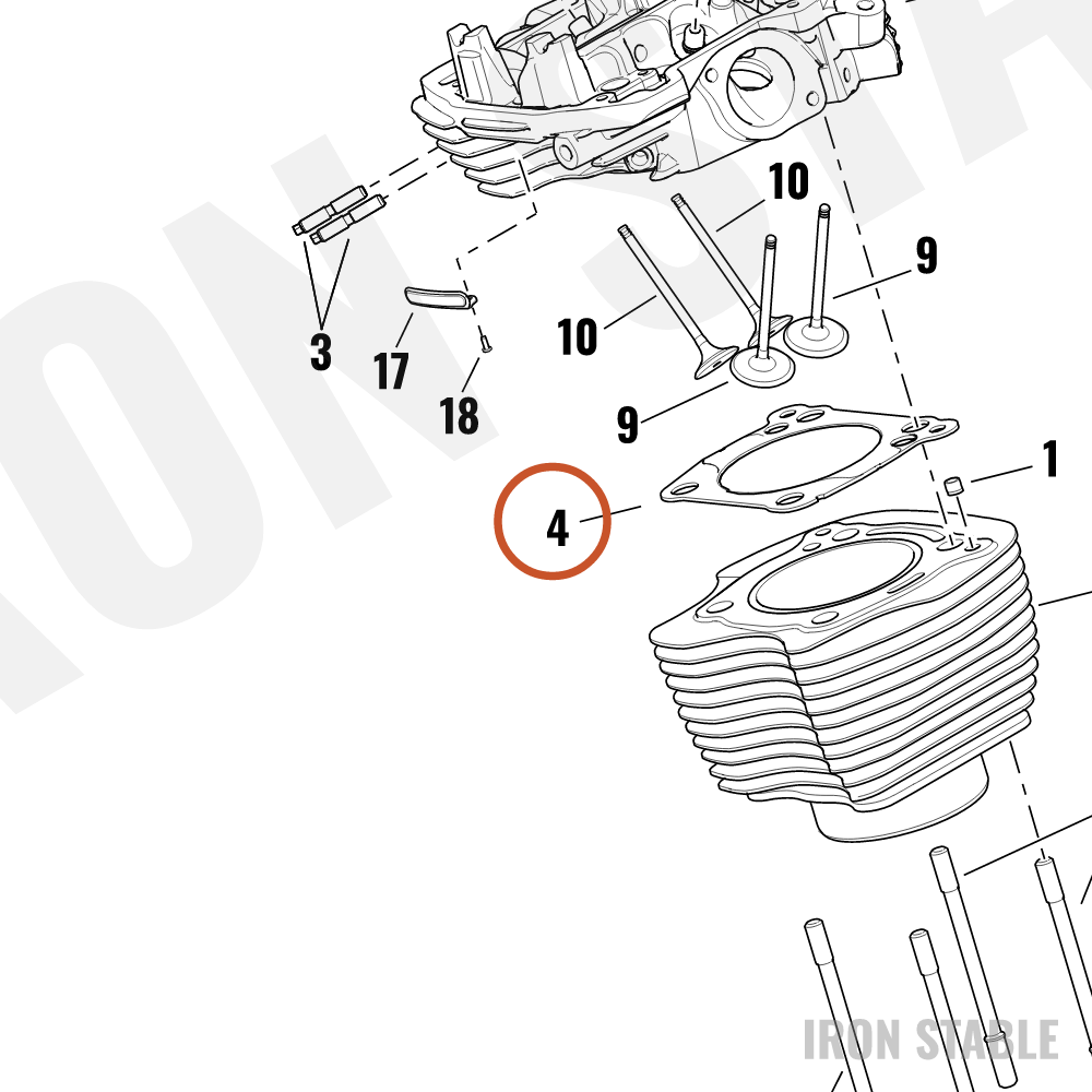 Harley-Davidson Gasket, Cyl Hd, 4.075