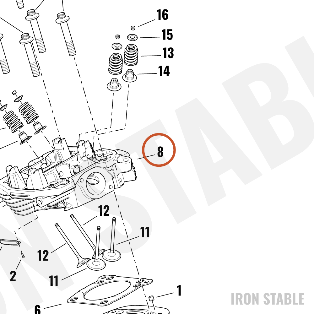 Harley-Davidson Cyl Head, Assembly, Rr, Oil, Blk Gran