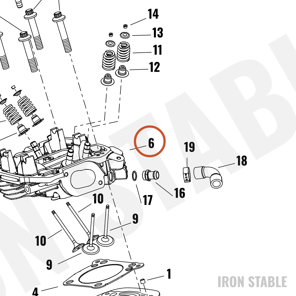 Harley-Davidson Cyl Head, Assembly, Fr, Water, Hog Blk
