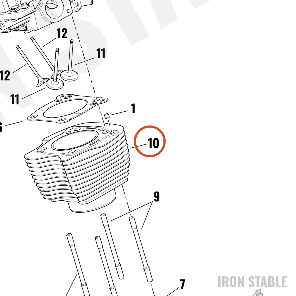 Harley-Davidson Cylinder, Assembly, Fr, 4.075, Blk Gra