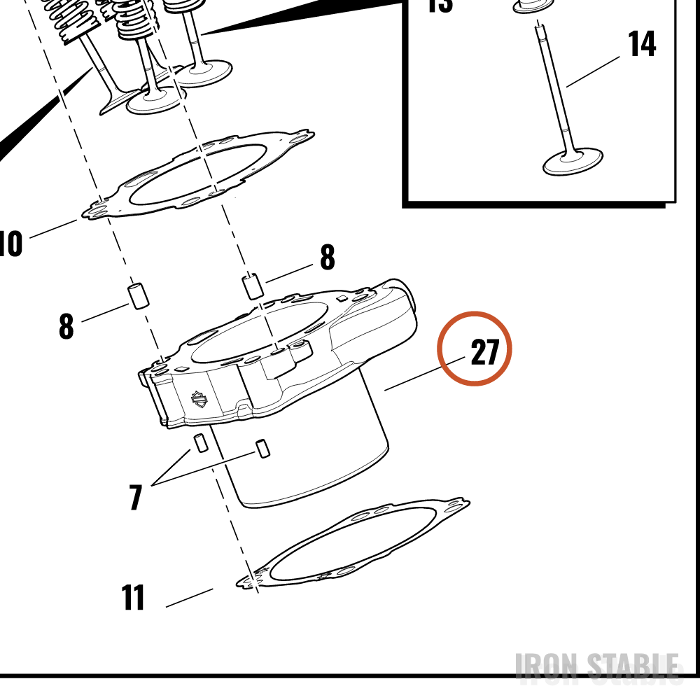 Harley-Davidson Cylinder, Assembly, 105mm, Rr, Gray