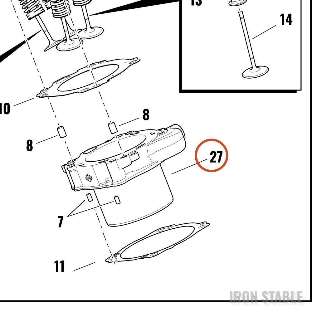 Harley-Davidson Cylinder, Assembly, 97mm, Rr, Blk