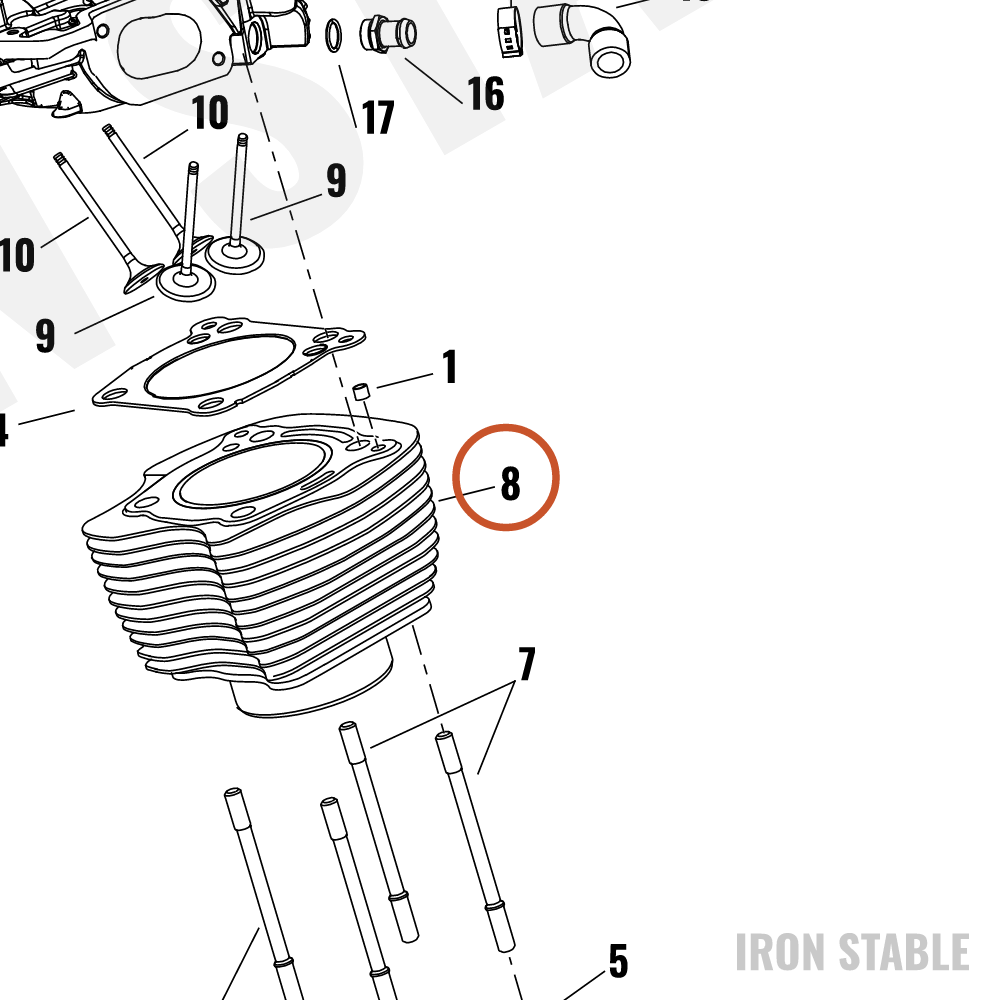 Harley-Davidson Cylinder, Assembly, Rr, 4.075, Hog Blk