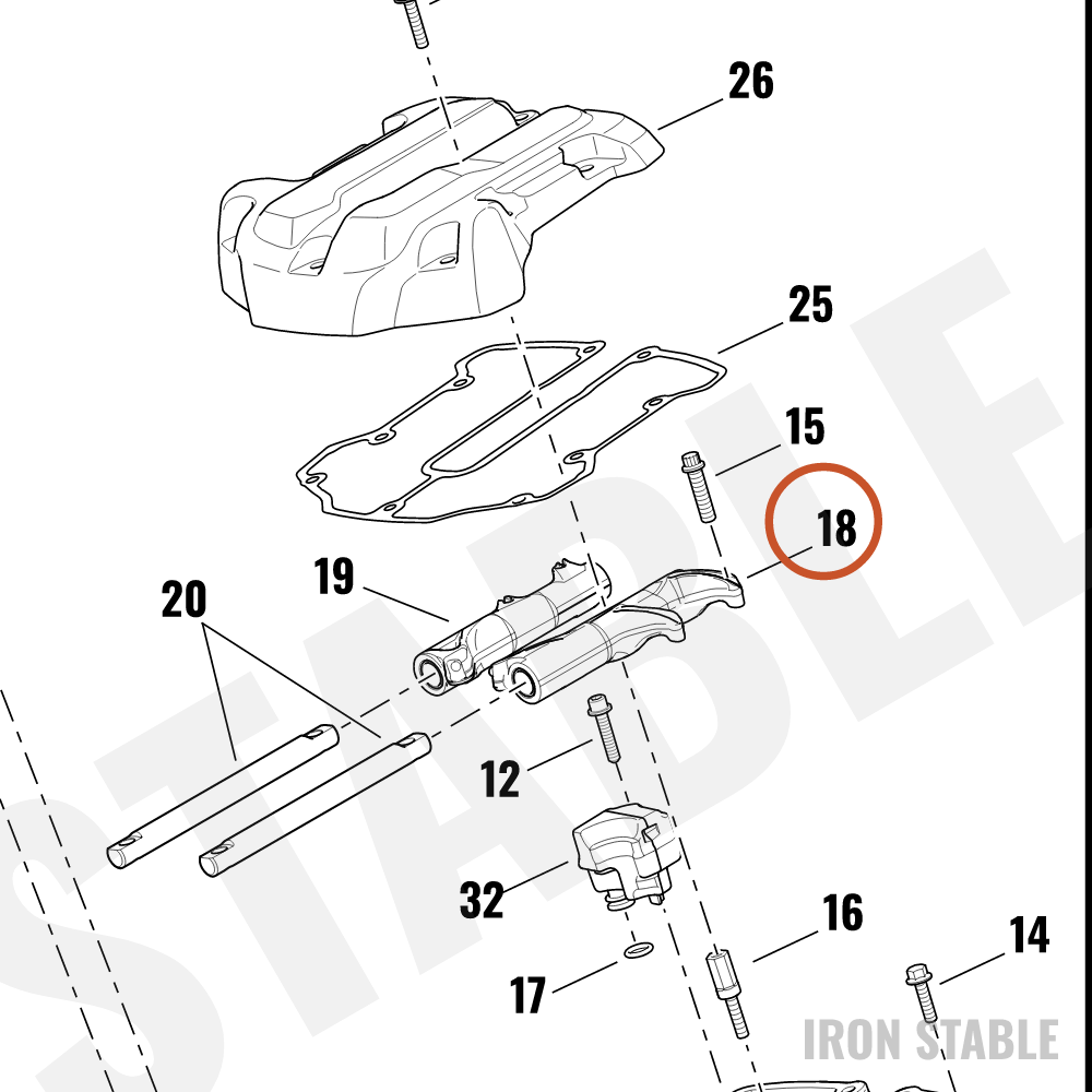 Harley-Davidson Rocker Arm, Mach, Fr Exhaust, Rr Intk
