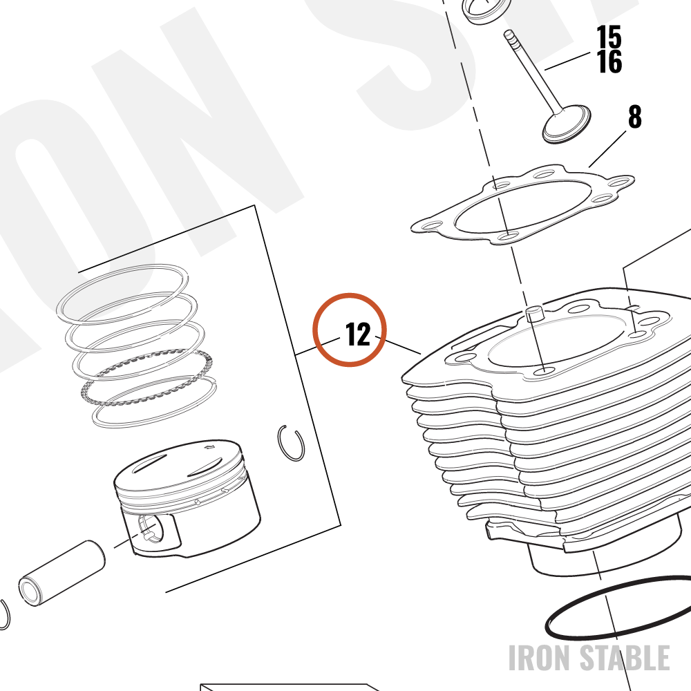Harley-Davidson Cylinder & Piston Kit, Blk