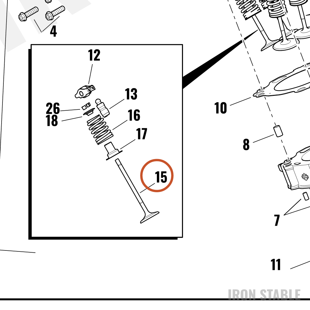 Harley-Davidson Valve, Exhaust, 33mm, Sodium Fi