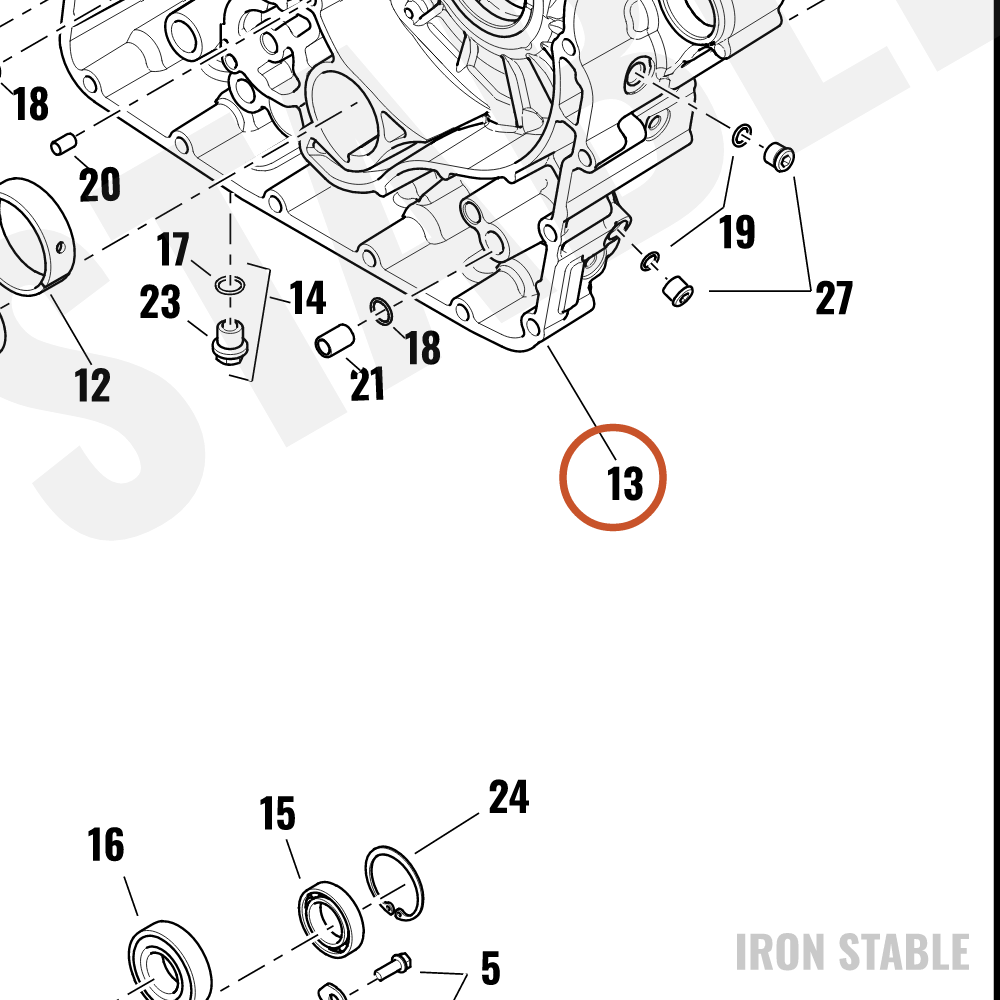 Harley-Davidson Crankcase, Set, Assembly, Charcoal Me