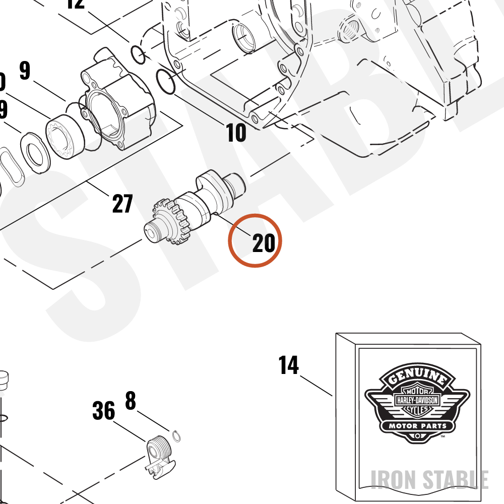 Harley-Davidson Camshaft Assembly, Front