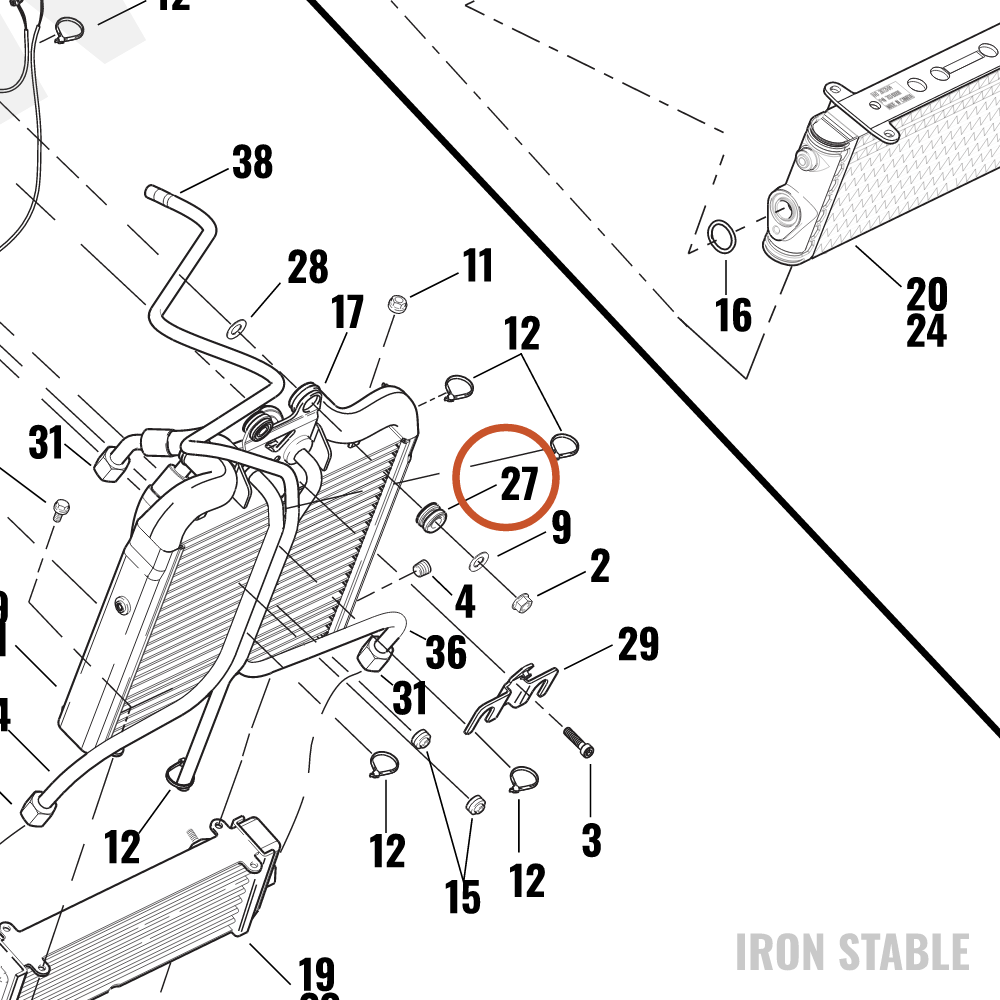 Harley-Davidson Grommet, Top/Rad Mnt