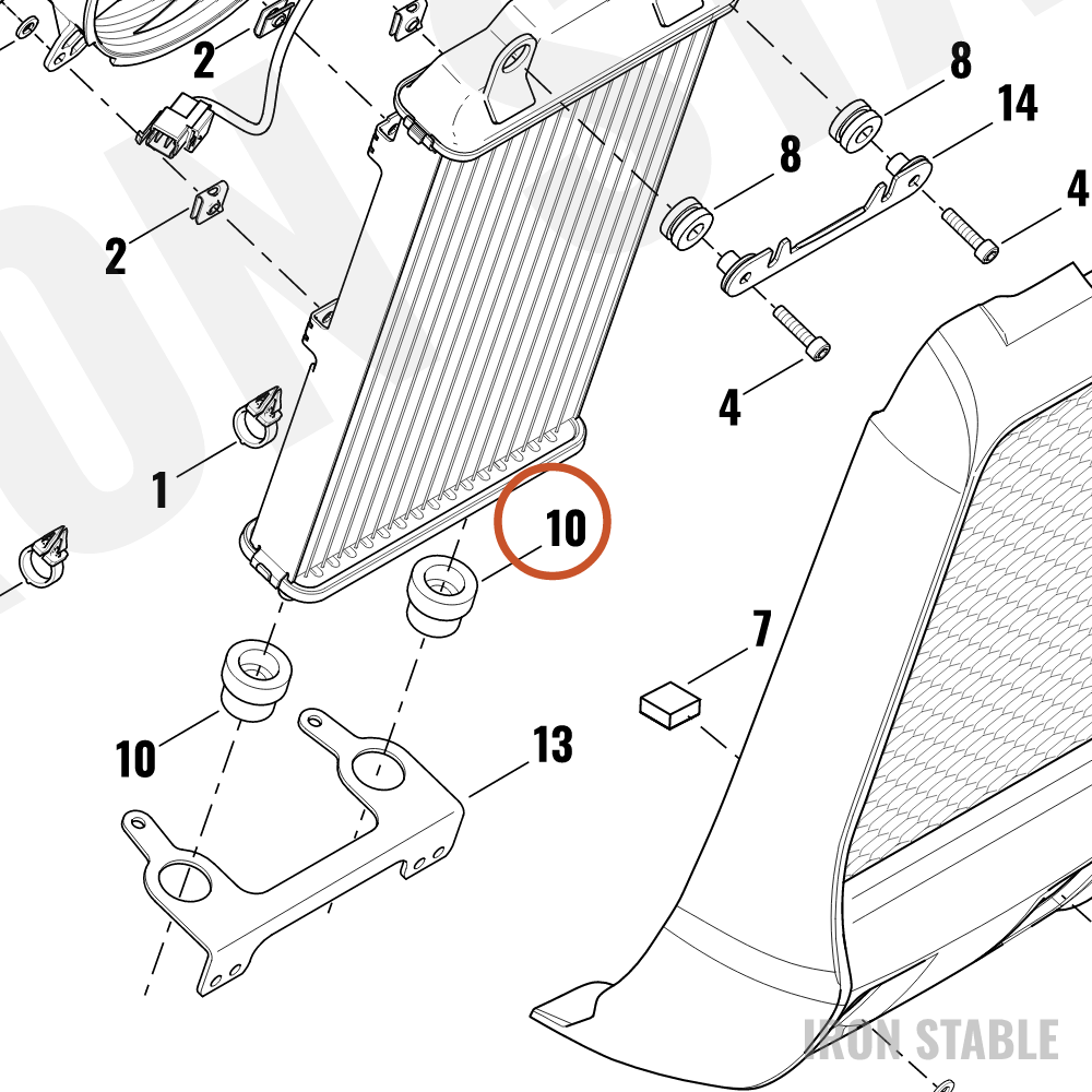 Harley-Davidson Isolator, Radiator Mounting, Low