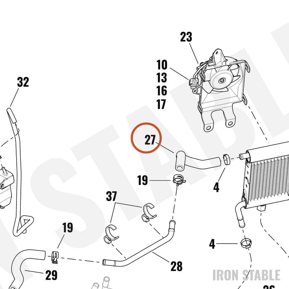 Harley-Davidson Coolant Hose, Lh-Cross Tube