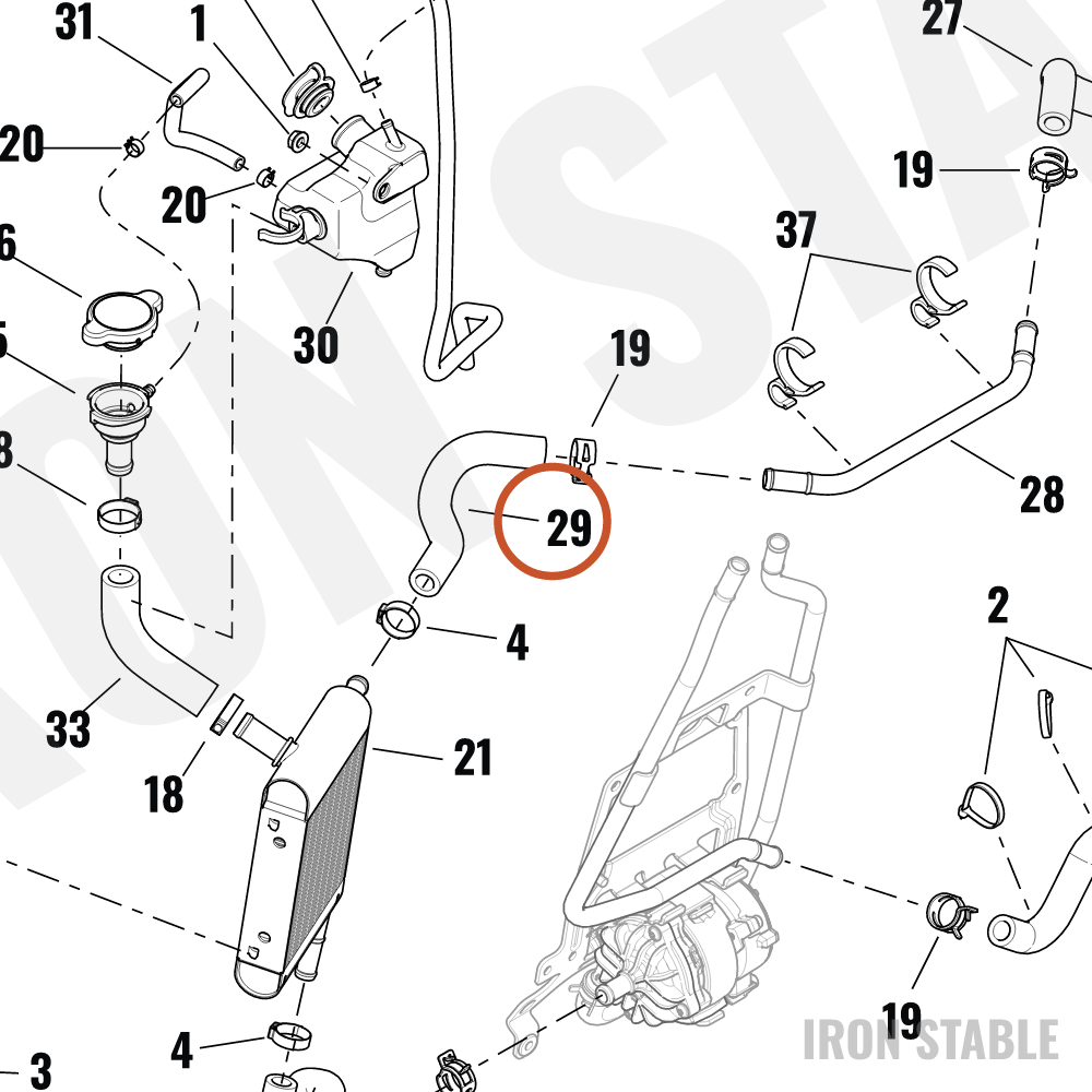 Harley-Davidson Coolant Hose, Rh-Cross Tube