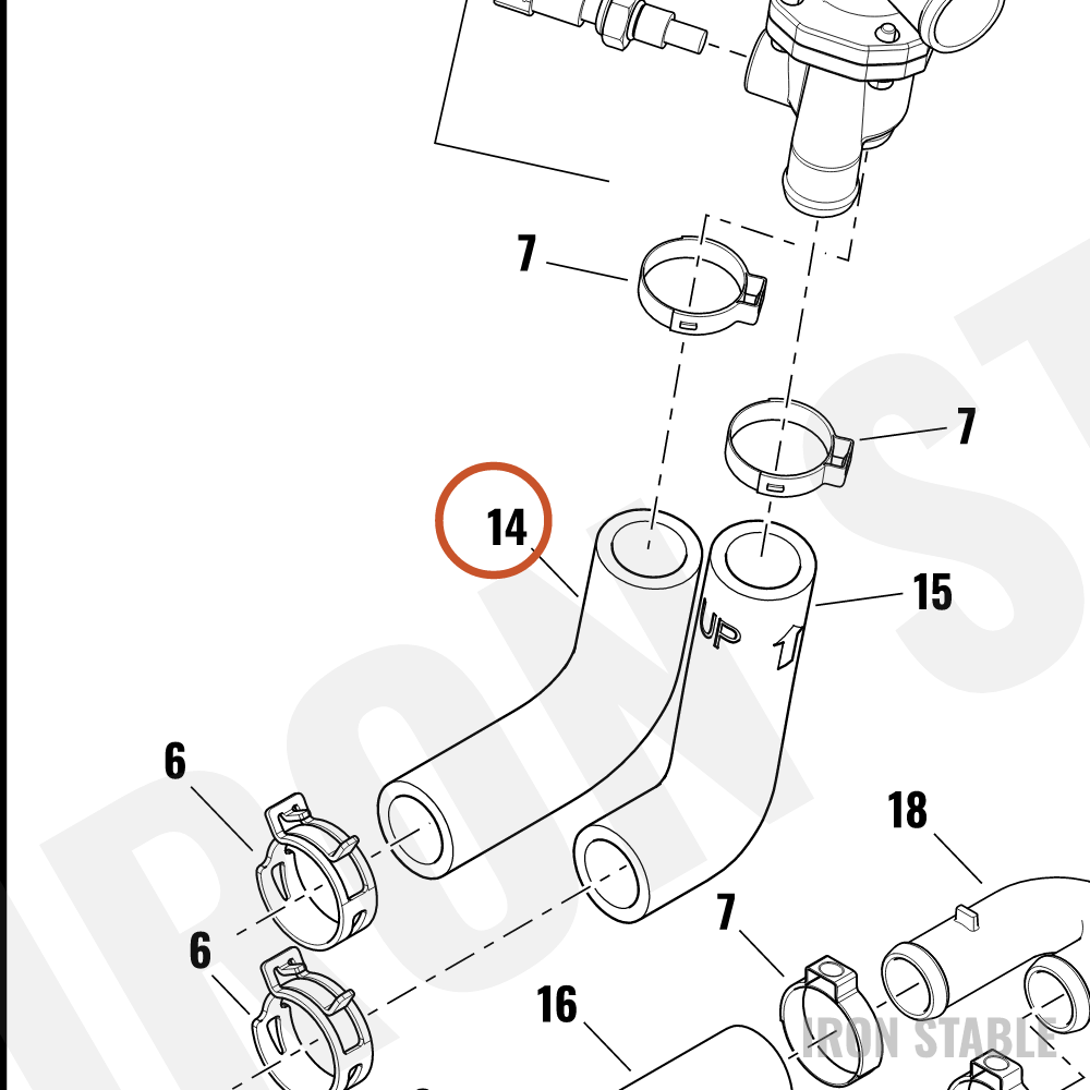 Harley-Davidson Radiator Hose, Upr Cyl Frwd