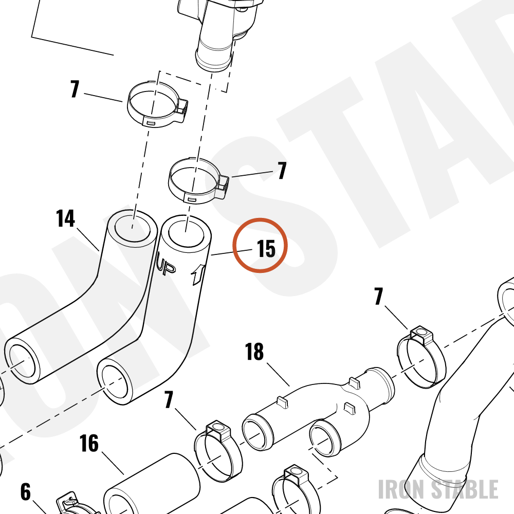 Harley-Davidson Radiator Hose, Upr Cyl Rrwd
