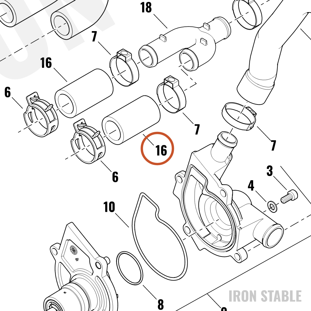 Harley-Davidson Radiator Hose, Cyl Lower Straig