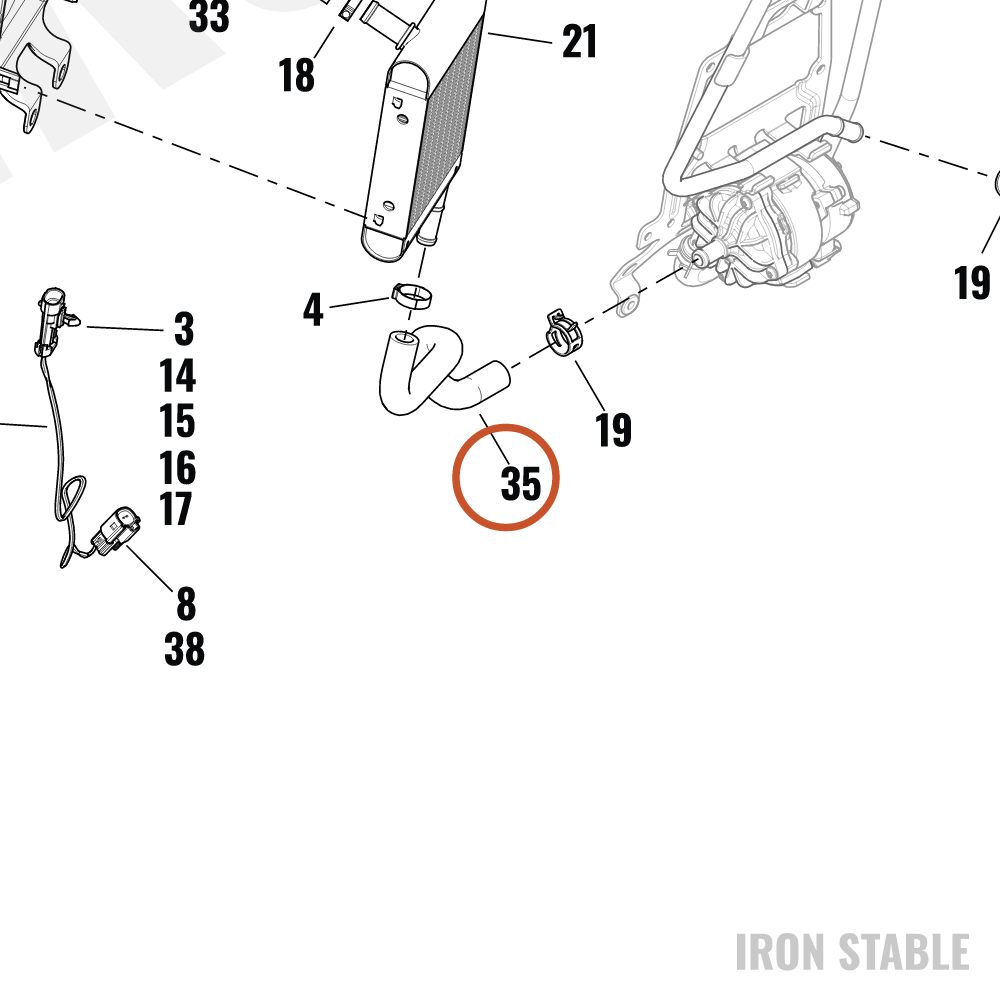 Harley-Davidson Hose, Rhs Radiator-To-Pump In