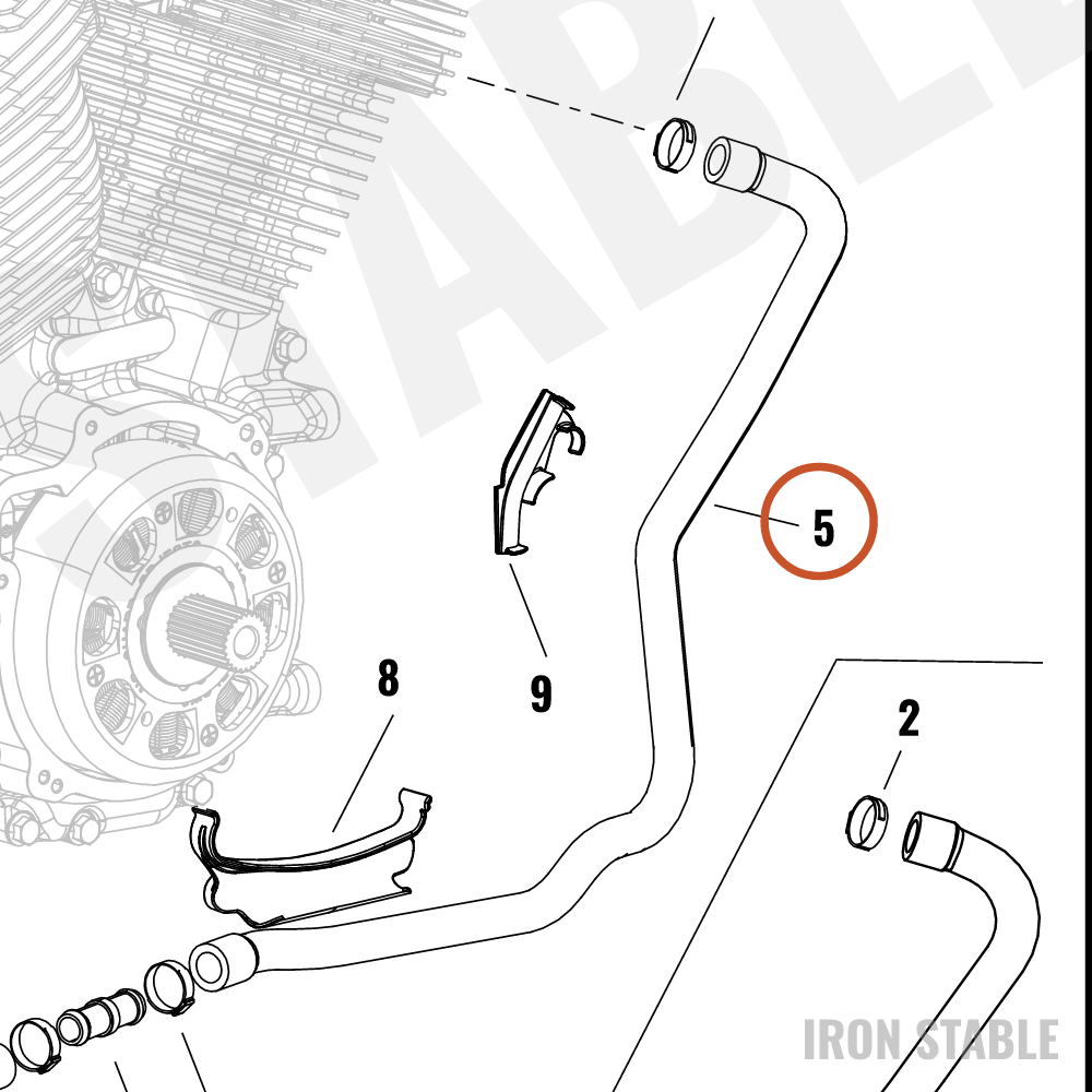 Harley-Davidson Hose, Rdtr, Rear Head, Inlet