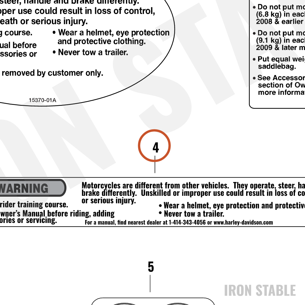 Harley-Davidson Label, Air Cleaner Warning