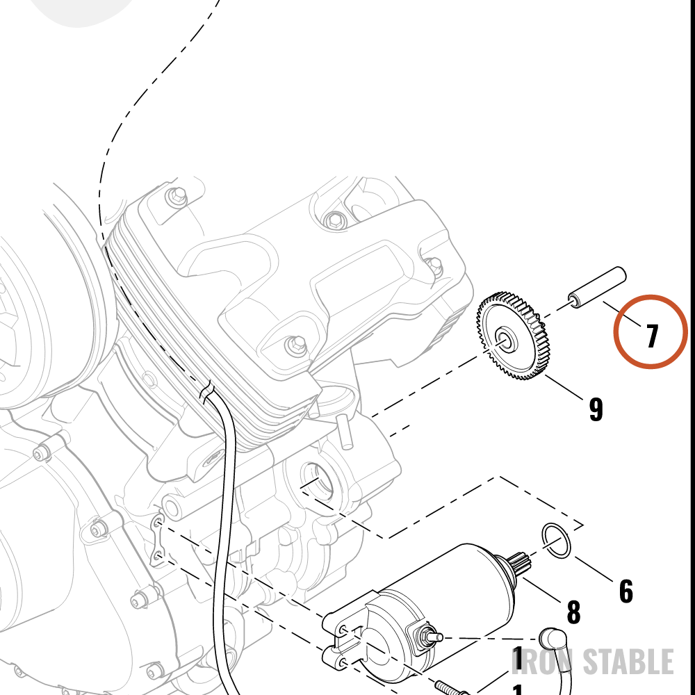 Harley-Davidson Shaft, Idler Gear, Starter