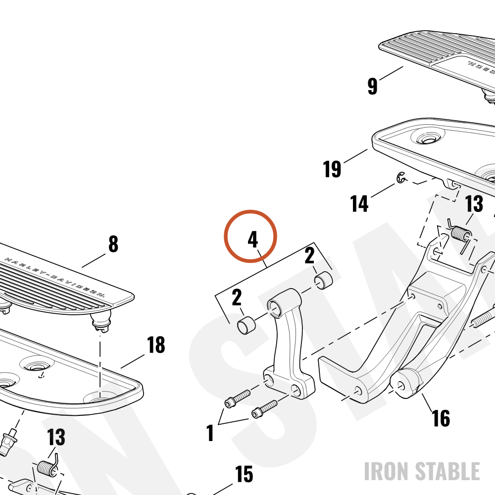 Harley-Davidson Sub-Assembly, Shf Lvr, Bracket Mt, Ftbr