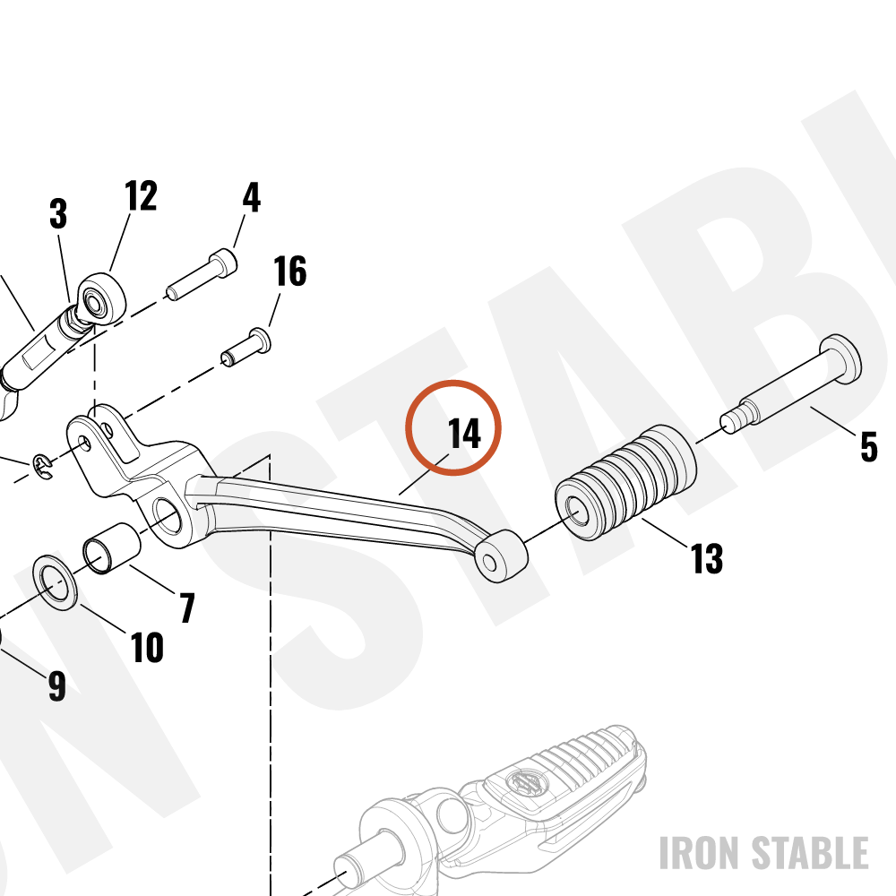 Harley-Davidson Pedal, Shf, Assembly, Bushing