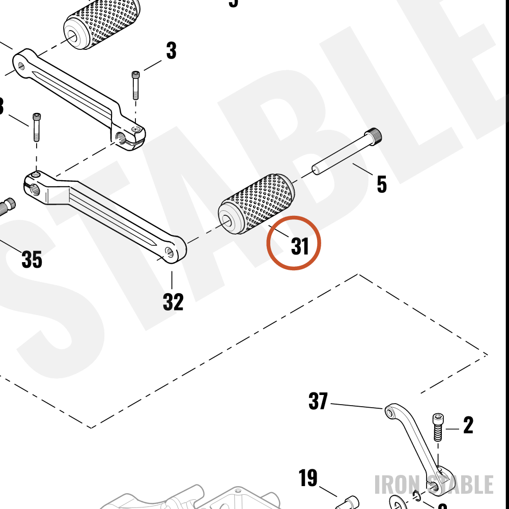 Harley-Davidson Pedal, Shf, Assembly, Black